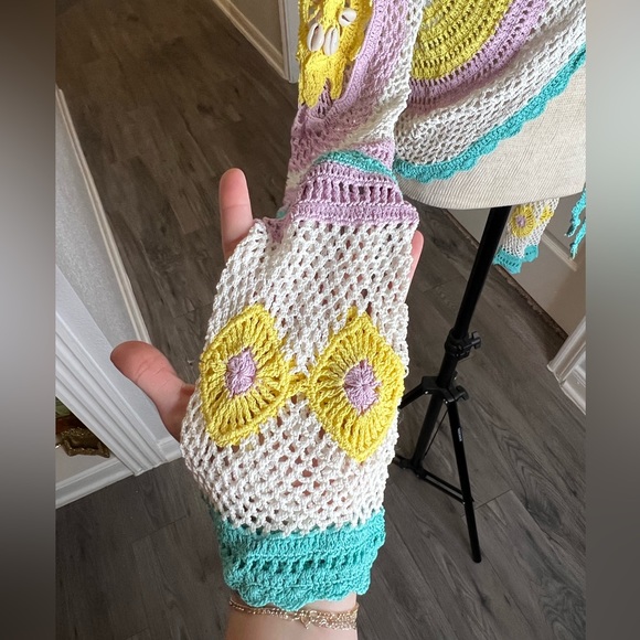 Vintage Cyrus Crochet knit cardigan boho shells - Picture 4 of 8